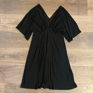 Saints v-neck black mini dress with ruched detail at bust, M